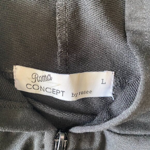 ROMA CONCEPT by Rosee Size L Black Sleeveless Hoodie Crop Sweatshirt Top - Picture 4 of 10
